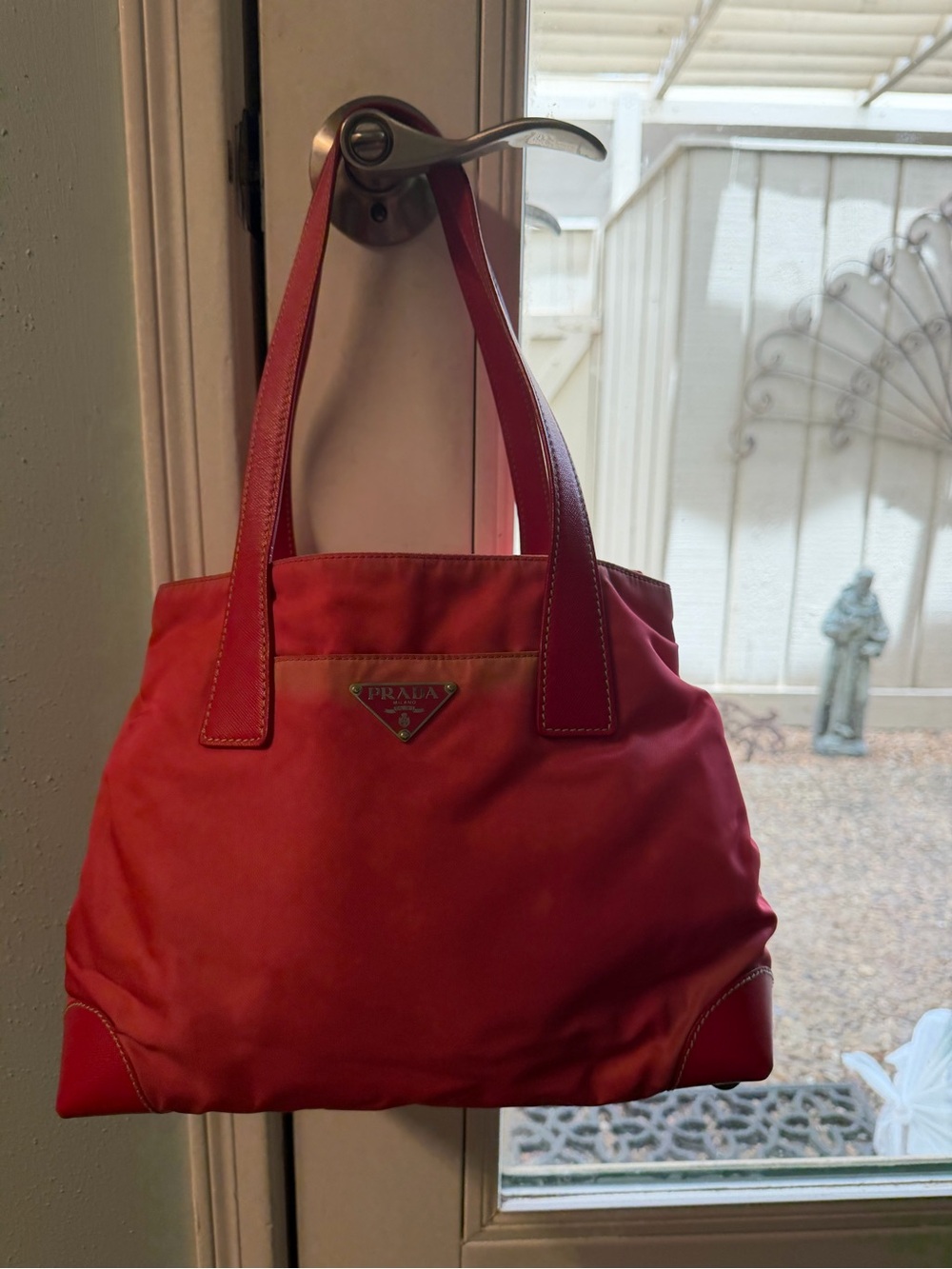 Prada Hot Pink Nylon Tote with Leather Trim